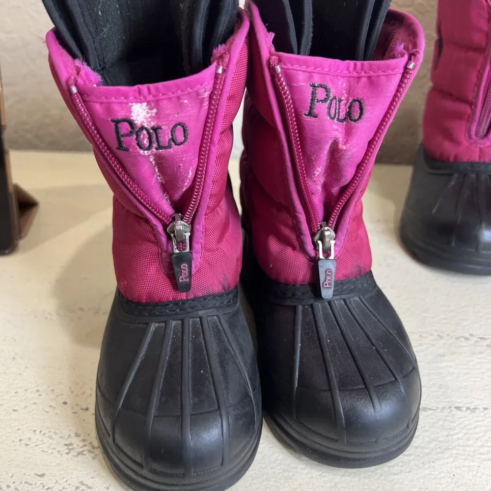 Polo Ralph Lauren Vancouver Crest Girls Hot Pink Winter Snow Boots Sz US8/US9